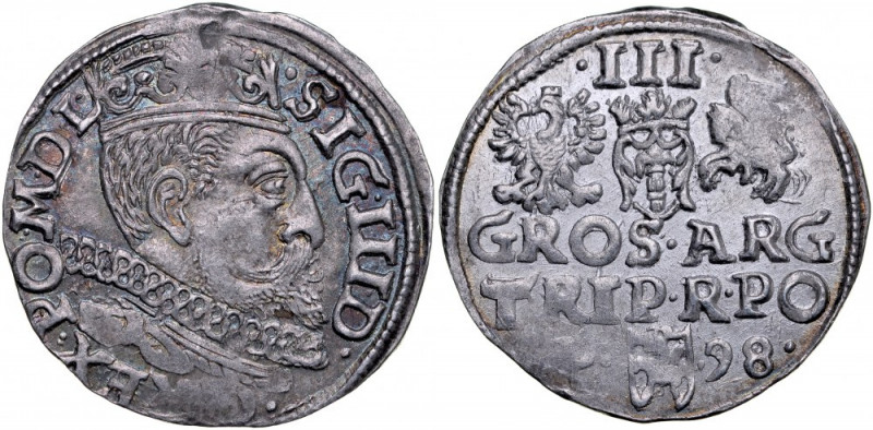 Zygmunt III 1587-1632, Trojak 1598, Poznań. Kop. 1113, Iger P.98.4, Gum. 1079, o...