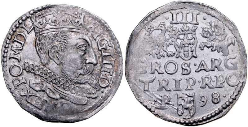 Zygmunt III 1587-1632, Trojak 1598, Poznań. Kop. 1113, Iger P.98.4, Gum. 1079, o...