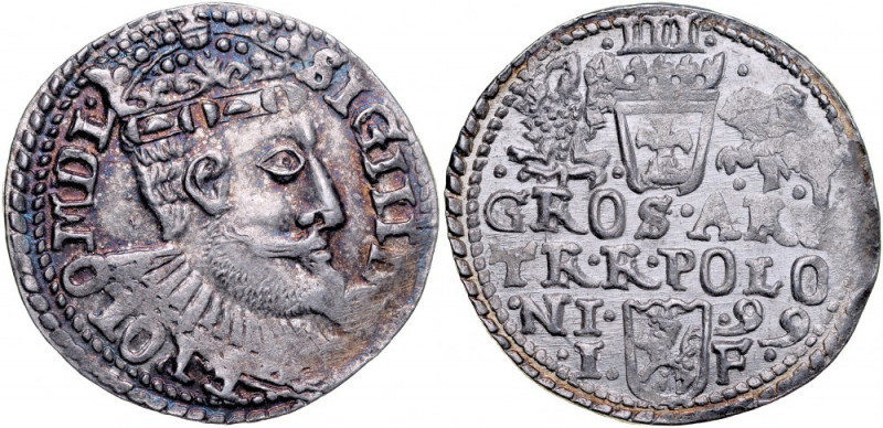 Zygmunt III 1587-1632, Trojak 1599, Olkusz. Kop. 1136, Iger O.99.1, Gum. 1093, p...