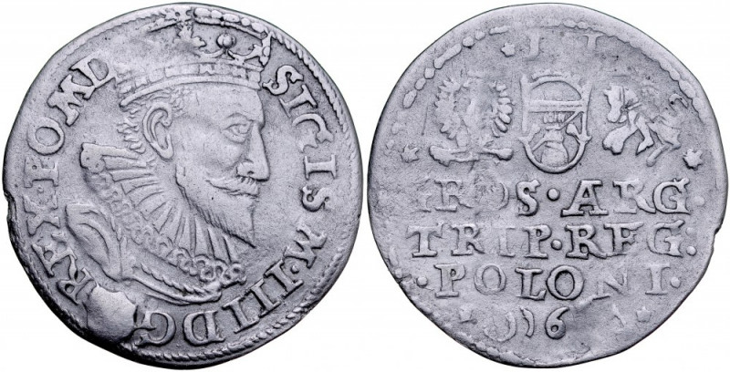 Zygmunt III 1587-1632, Imitacja, Trojak 1596, Malbork. imitacja trojaka malborsk...