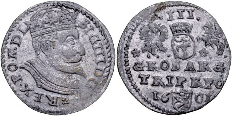 Zygmunt III 1587-1632, Imitacja, Trojak 1601. imitacja trojaka koronnego niewiad...