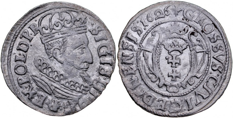 Zygmunt III 1587-1632, Grosz 1626, Gdańsk. Kop. 7476, Kurp. 2224, Gum. 1376, poł...