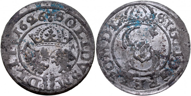 Zygmunt III 1587-1632, Szeląg 1626, Wilno. Kop. 3471, Gum. 130, lustro mennicze ...