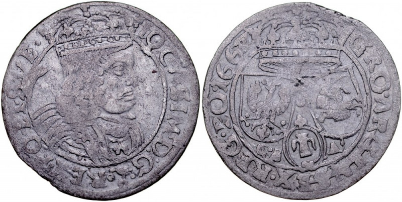 Jan II Kazimierz 1649-1668, Szóstak 1662 GB-A, Lwów, bez VI. Kop. 1666, Gum. 170...