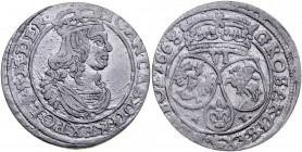 Jan II Kazimierz 1649-1668, Szóstak 1663 A-T, Kraków?.