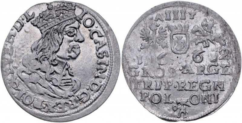 Jan II Kazimierz 1649-1668, Trojak 1662, Kraków. Kop. 1596, Gum. 1675, przepiekn...