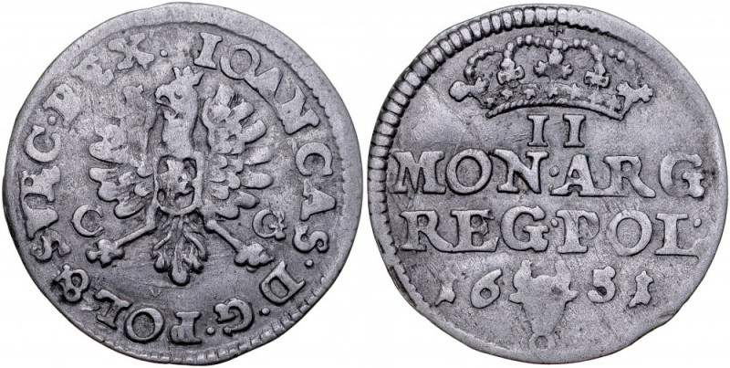 Jan II Kazimierz 1649-1668, Dwugrosz 1651 C-G, Bydgoszcz. Kop. 1587, Gum. 1666, ...