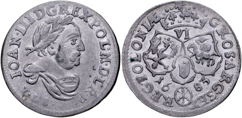 Jan III Sobieski 1674-1696, Szóstak 1683, Bydgoszcz. Kop. 1964, Gum. 2010, popra...