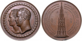Medal autorstwa H.F Brandt'a z 1818 roku wybity na pamiątke położenia kamienia węgielnego pod pomnik zwycięstwa na Napoleonem.