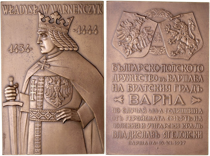 Plakieta autorstwa Aumillera z 1927 roku, poświęcona Władysławowi Warneńczykowi ...