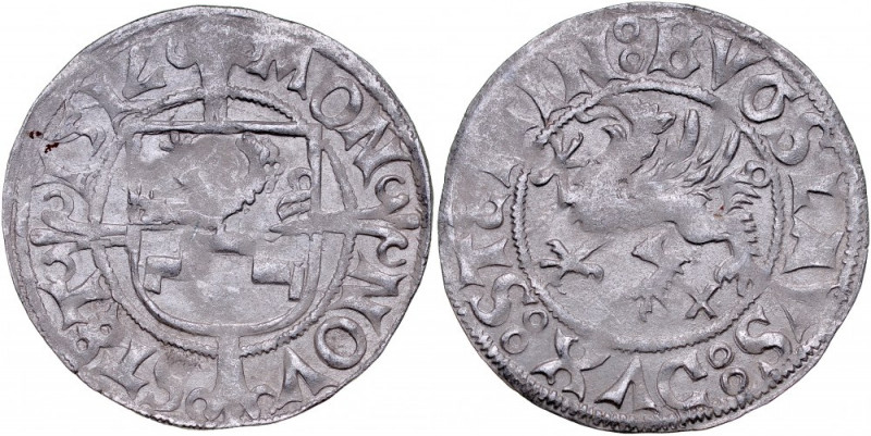 Pomorze, Bogusław X 1478-1523, Szeląg 151V, Szczecin. Kop. 4192, rzadki wariant,...