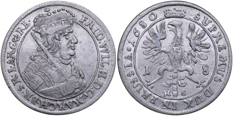 Prusy Książęce, Fryderyk Wilhelm 1641-1688, Ort 1680, Królewiec. Neumann 11.117b...