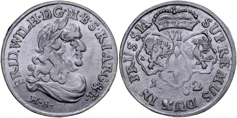 Prusy Książęce, Fryderyk Wilhelm 1641-1688, Szóstak 1682, Królewiec. Dost 741, S...