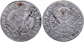 Śląsk, Księstwo Legnicko-Brzesko-Wołowskie, Chrystian 1639-1672, 3 krajcary 1668, Brzeg.