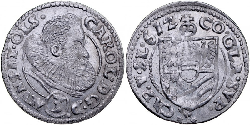 Śląsk, Księstwo Ziębicko-Oleśnickie, Karol II 1587-1617, 3 krajcary 1612, Oleśni...