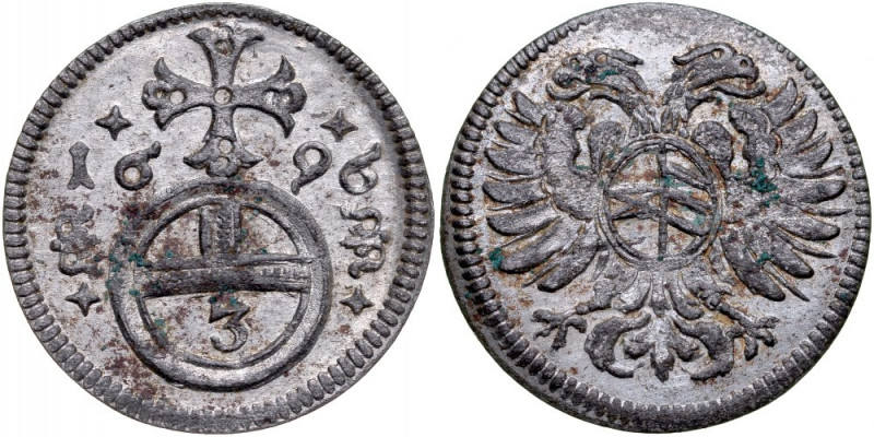 Śląsk, Leopold I 1657-1705, Greszel 1696, Opole. Herinek 1855, połysk menniczy w...