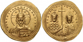 Bizancjum, Basil II Bulgaroktonos z Konstantynem VIII 976-1025. AV Histamenon Nomisma, Konstantynopol.