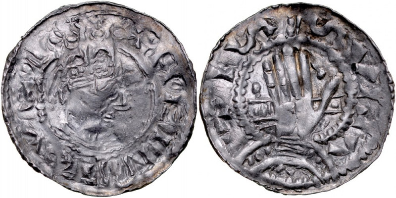 Germany, Heinrich II 1009-1024, Denar, Esslingen. D951, srebro, waga 0,88g., lek...
