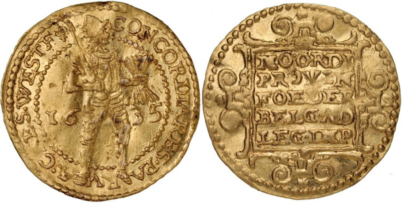 Netherlands, Dukat 1635, West Frisia. Delm. 836, złoto, waga 3,45 g., połysk men...