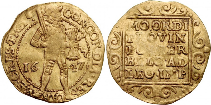 Netherlands, Dukat 1647, Utrecht. Delm. 963, złoto, waga 3,44 g, poprawna moneta...