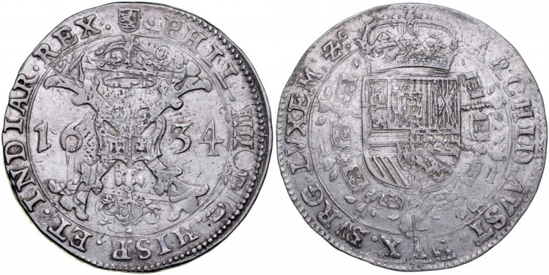 Spanish Netherlands, Patagon Talar 1634, Luxemburg, Filip IV, R. Delm. 296, Dav....