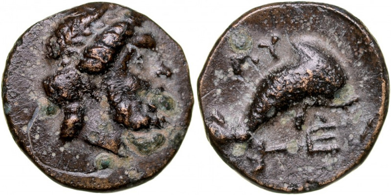 Greece, Caria, Myrina, Bronze Ae-12mm, 400 BC. ładna, czarna patyna&nbsp; jak em...