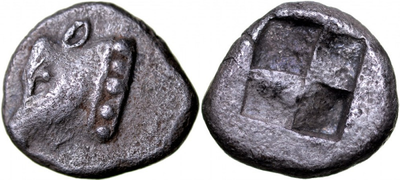 Greece, Ionia, Uncertain, Obol, 550-500 BC. delikatna patyna, wysoki, plastyczny...