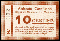 Manresa. Anissats Casajuana. 10 céntimos. (AL. 3178) (RGH. 8501). Cartón nº 372. Raro. EBC-.