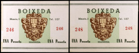 Manresa. Boixeda. Llibrería. Imprenta. 1 peseta. (AL. falta) (RGH. 8527). 2 cartones nº 246 y 248. Ex Colección de la Guerra Civil, Áureo 17/12/1996, ...