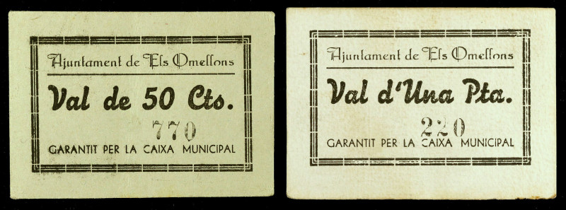 Els Omellons. 50 céntimos y 1 peseta. (T. 1962 y 1964). 2 cartones, la peseta nº...