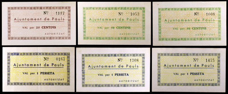 Paüls dels Ports. 25, 50 céntimos (dos) y 1 peseta (tres). (T. 2077, 2077b, 2077...