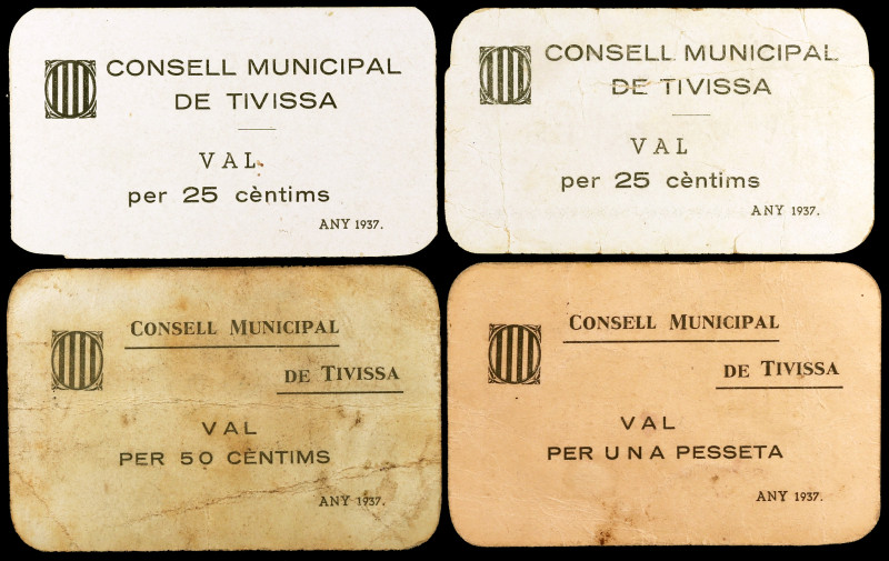 Tivissa. Consell Municipal. 25 (dos), 50 céntimos y 1 peseta. (T. 2889 a 2891 y ...