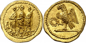 (42-29 a.C.). Tracia. Koson. Estátera de oro. (S. 1733 var) (CNG. III, 2049). Muy bella. 8,34 g. S/C-.
