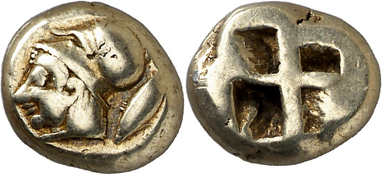 (s. VI a.C.). Misia. Kyzikos. Hekté. (S. 3479 var) (BMC. XV, falta). 2,62 g. MBC...