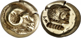 (521-478 a.C.). Lesbos. Mytilene. Hekté. (S. 4238 var) (CNG. VI, 943). Ex Numismatik Lanz 02/11/2009, nº 102. 2,52 g. MBC+/EBC-.