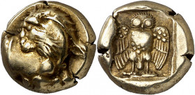 (454-427 a.C.). Lesbos. Mytilene. Hekté. (S. 4243) (CNG. VI, 968). 2,52 g. MBC+.