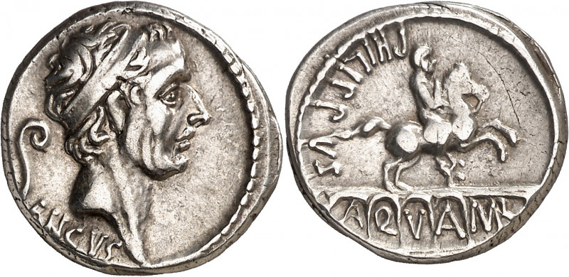 (hacia 56 a.C.). Gens Marcia. Denario. (Bab. 28) (Craw. 425/1). 3,94 g. MBC+.