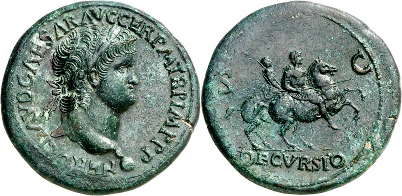 (65 d.C.). Nerón. Sestercio. (Spink 1957 var) (Co. 86) (RIC. 396). Pátina verde....