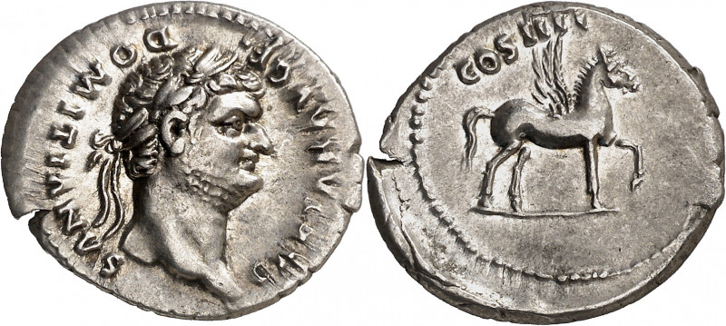 (76-77 d.C.). Domiciano. Denario. (Spink 2637) (S. 47) (RIC. 921, de Vespasiano)...