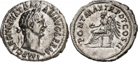 (99 d.C.). Trajano. Denario. (Spink falta) (S. 295) (RIC. 22). Bella. 3,26 g. EBC.
