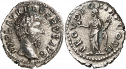 (161 d.C.). Lucio Vero. Denario. (Spink 5354 var) (S. 144) (RIC. 463). Muy bella. 3,52 g. EBC+.