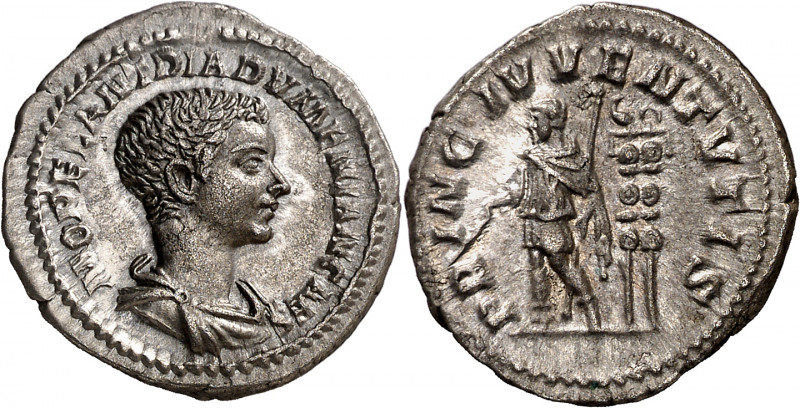 (217 d.C.). Diadumeniano. Denario. (Spink 7448) (S. 14a) (RIC. 108). Bella. Rara...