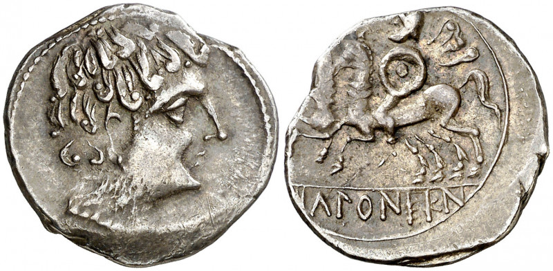 Icalcunscen (Iniesta). Denario. (FAB. 1402) (ACIP. 2084). Ex HSA 24688. Escasa. ...