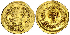 Lombardos. Triente de imitación. (MEC1, 307-310 sim). Muy rara. 1,58 g. MBC.