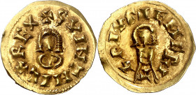 Suintila (621-631). Emerita (Mérida). Triente. (CNV. 327) (R.Pliego 393a). Atractiva. 1,45 g. EBC-.