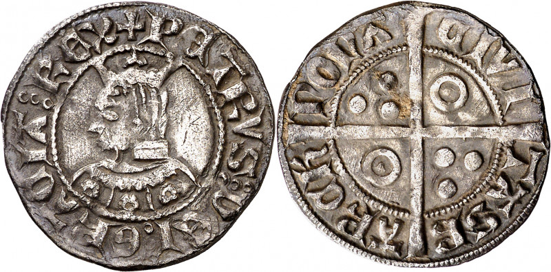 Pere III (1336-1387). Barcelona. Croat. (Cru.V.S. 402.1) (Cru.C.G. 2220d). Flore...