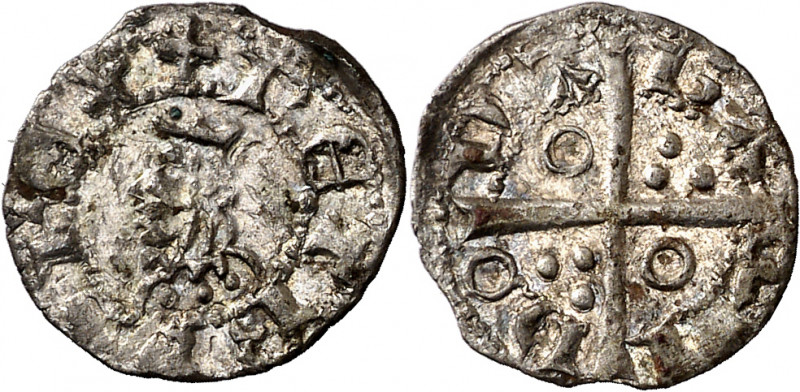 Pere III (1336-1387). Barcelona. Òbol. (Cru.V.S. 419) (Cru.C.G. 2240). Vellón mu...
