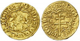 Pere III (1336/1343-1387). Mallorca. Quart de ral d'or. (Cru.V.S. 445) (Cru.C.G. 2258). Leves rayitas. Ex Colección Ramon Llull 26/11/2015, nº 213. Ra...