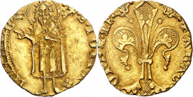 Martí I (1396-1410). València. Florí. (Cru.V.S. 504) (Cru.C.G. 2298). Marcas: Corona y losanje partido en aspa. Bella. Brillo original. Ex Áureo 17/12...