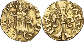 Alfons IV (1416-1458). Mallorca. Mig florí. (Cru.V.S. 803) (Cru.C.G. 2860a). Marca: perros. Ex Künker 07/05/2014, nº 387. 1,68 g. MBC.